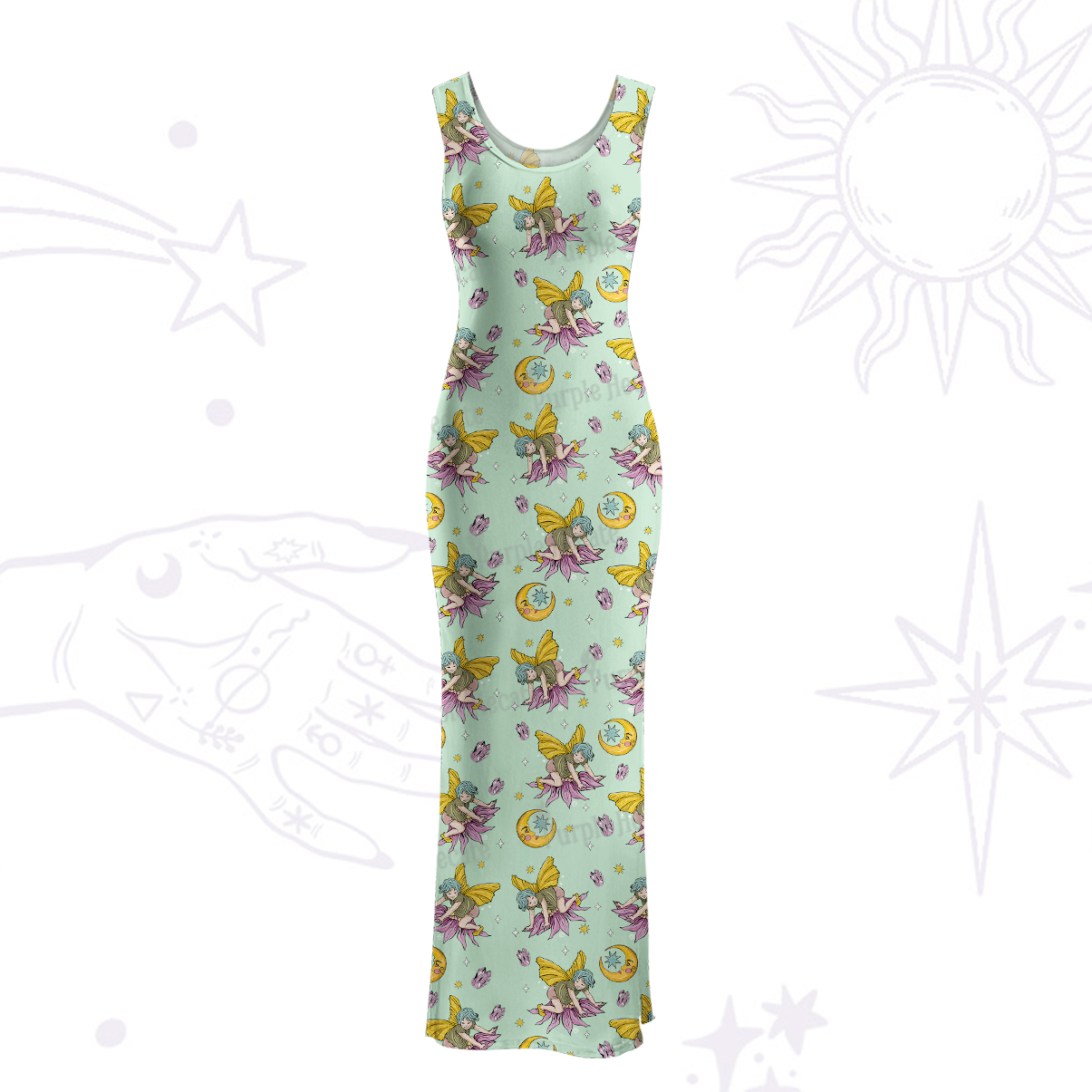 Purplehecate Stay Curious Maxi Tank Beachwear Dress