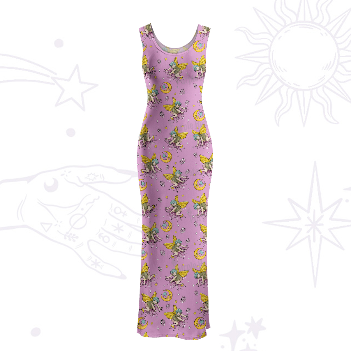 Purplehecate Stay Curious Maxi Tank Beachwear Dress