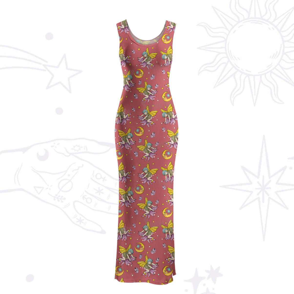 Purplehecate Stay Curious Maxi Tank Beachwear Dress