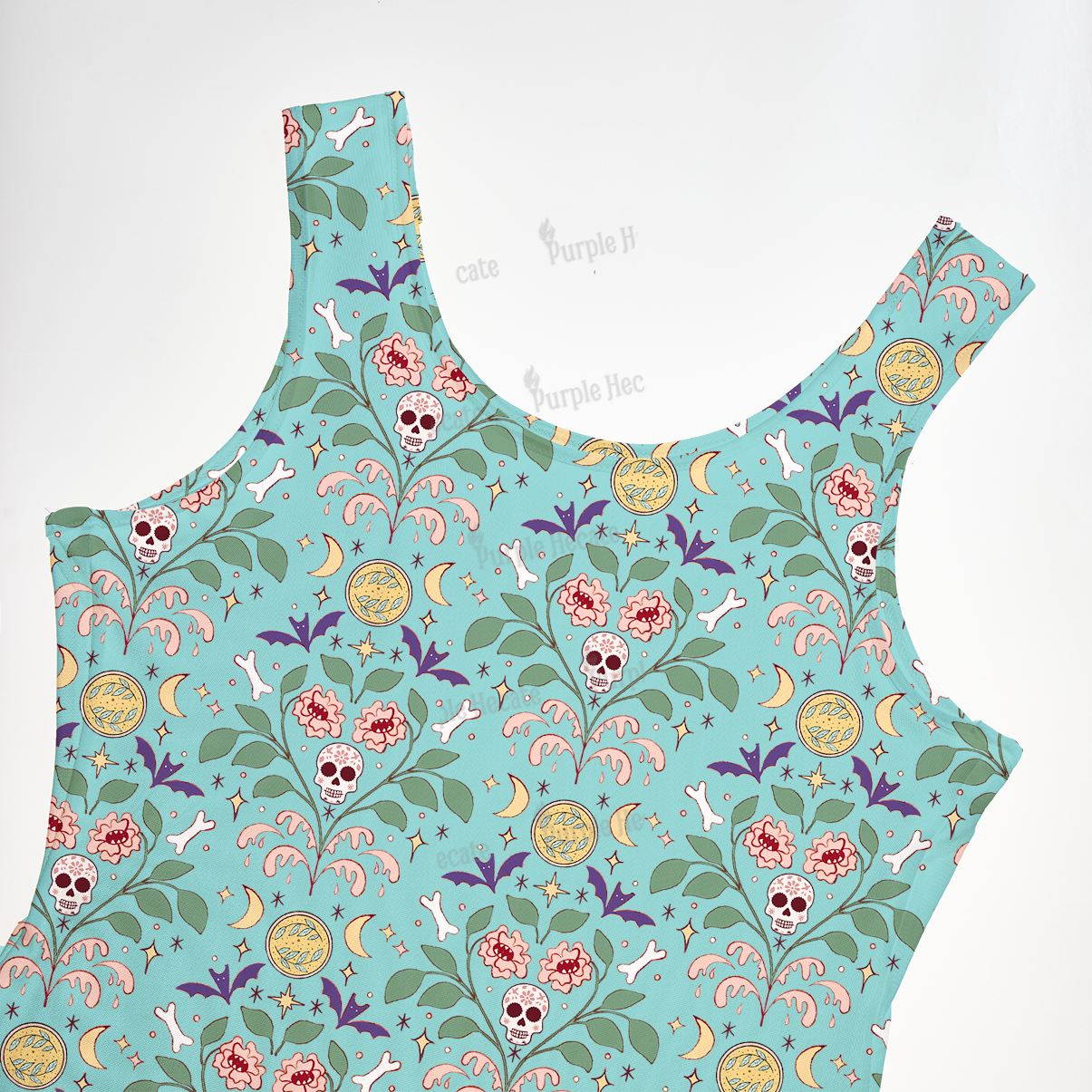 Purplehecate Gothic Floral Skeleton Maxi Tank Beachwear Dress