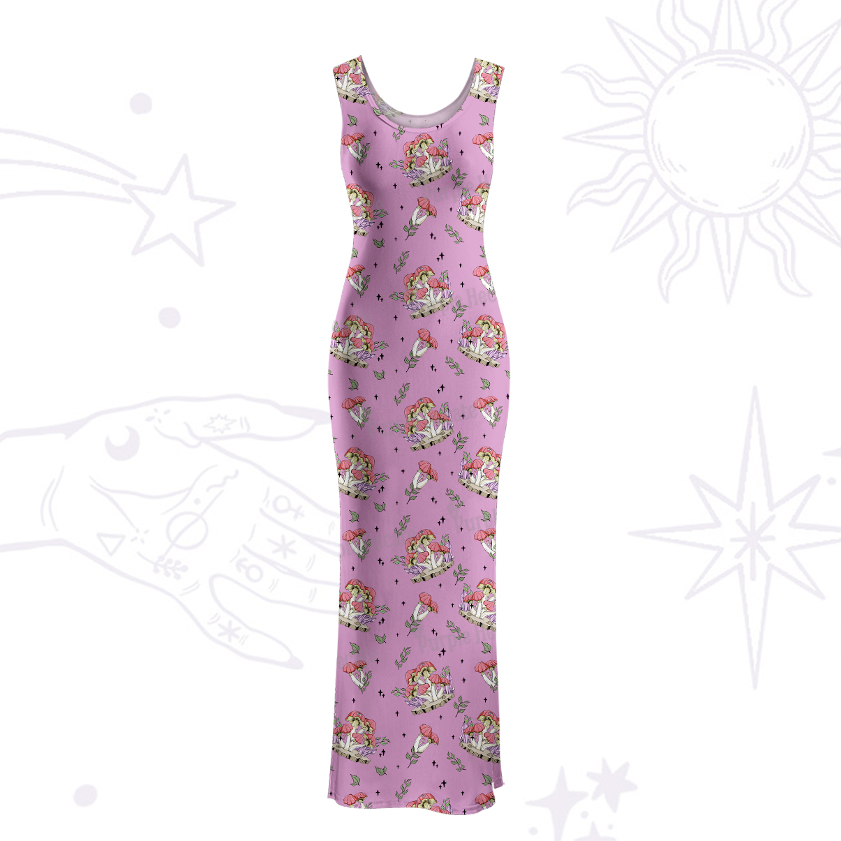 Purplehecate Fantasy Mushroom Maxi Tank Beachwear Dress
