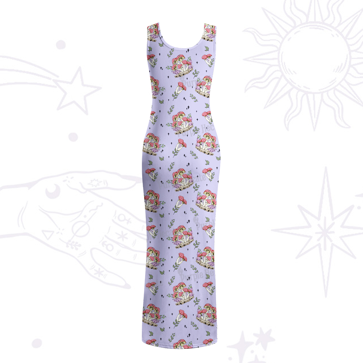 Purplehecate Fantasy Mushroom Maxi Tank Beachwear Dress