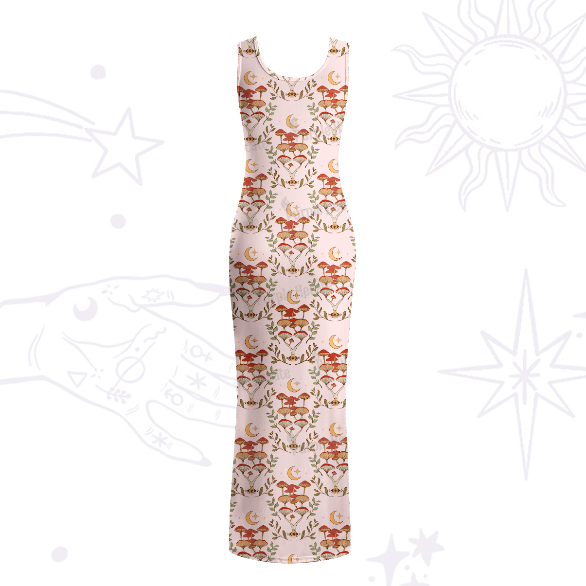 Purplehecate Psychedelic Mushrooms Maxi Tank Beachwear Dress
