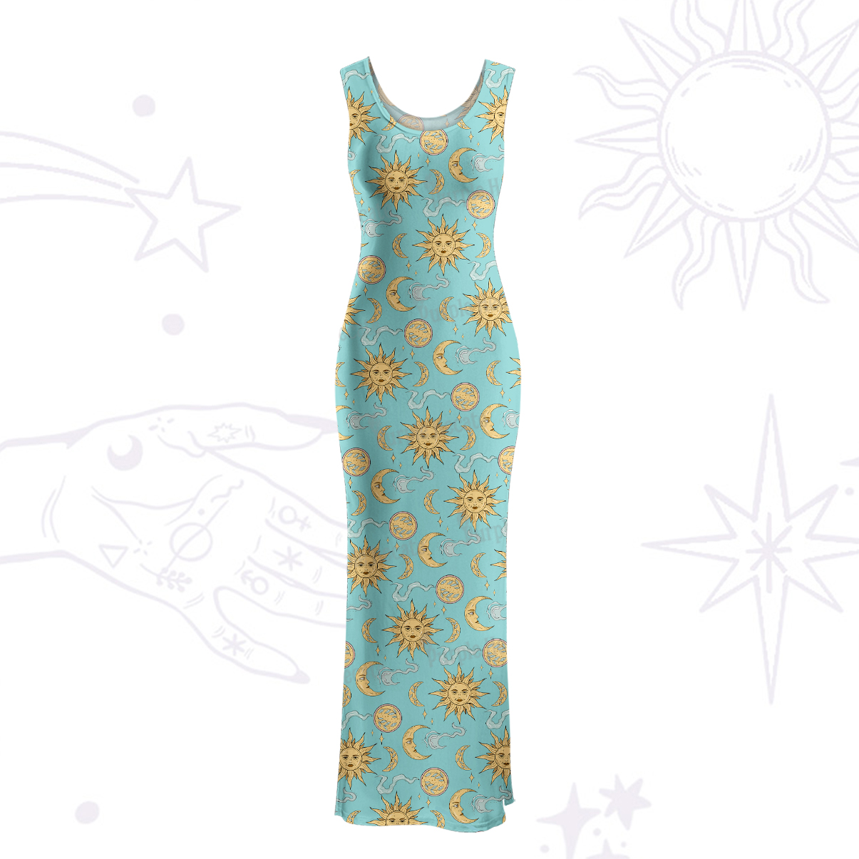 Purplehecate Magic of Sun and Moon Maxi Tank Beachwear Dress