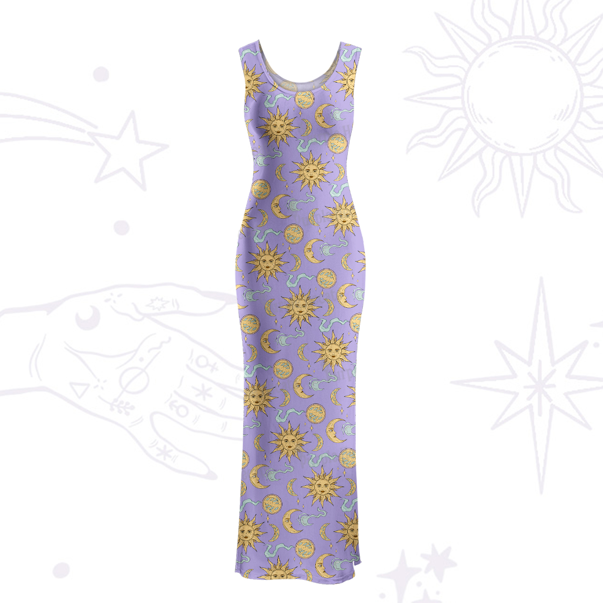 Purplehecate Magic of Sun and Moon Maxi Tank Beachwear Dress