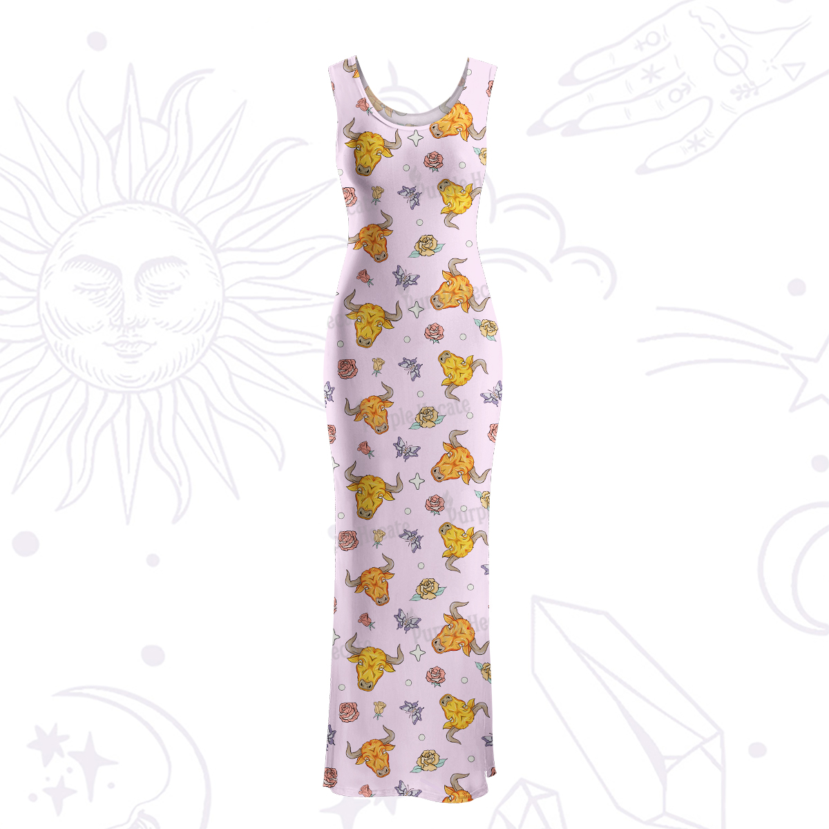Purplehecate Taurus Spirit Zodiac Maxi Tank Beachwear Dress