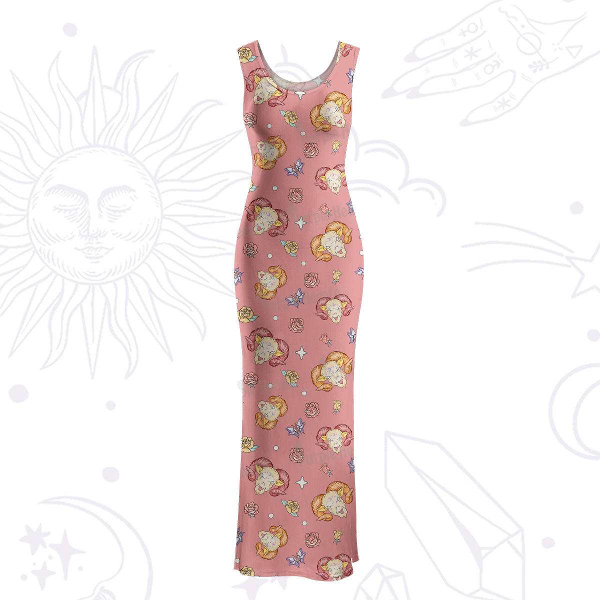 Purplehecate Aries Spirit Zodiac Maxi Tank Beachwear Dress