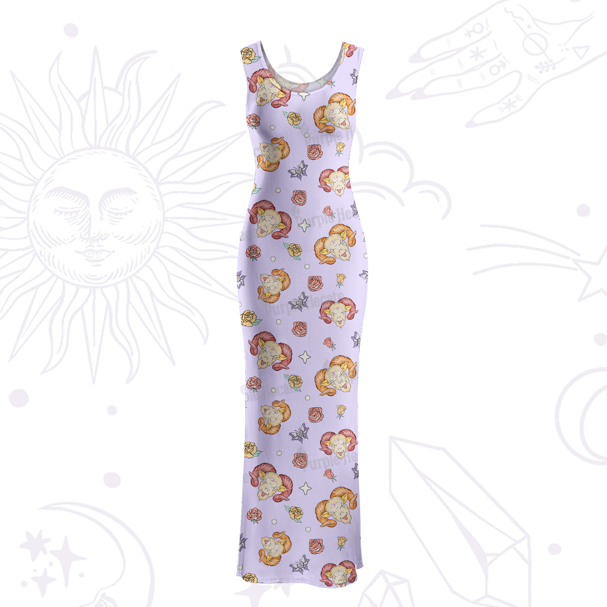 Purplehecate Aries Spirit Zodiac Maxi Tank Beachwear Dress