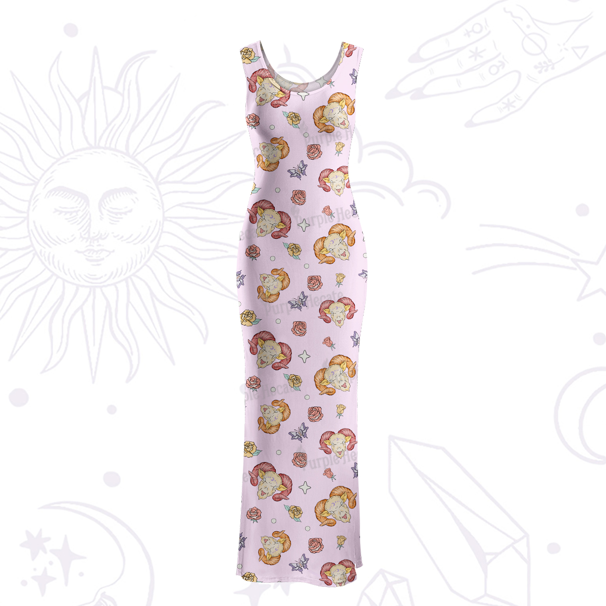 Purplehecate Aries Spirit Zodiac Maxi Tank Beachwear Dress