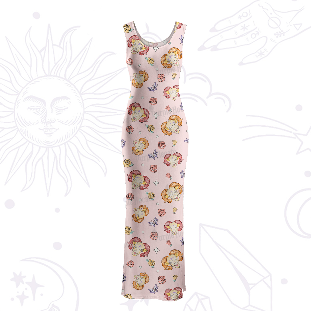 Purplehecate Aries Spirit Zodiac Maxi Tank Beachwear Dress
