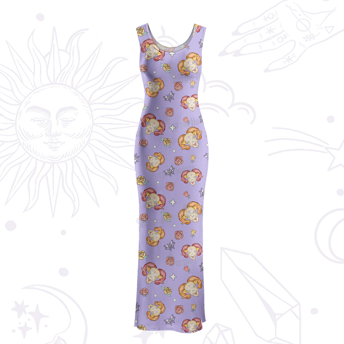 Purplehecate Aries Spirit Zodiac Maxi Tank Beachwear Dress