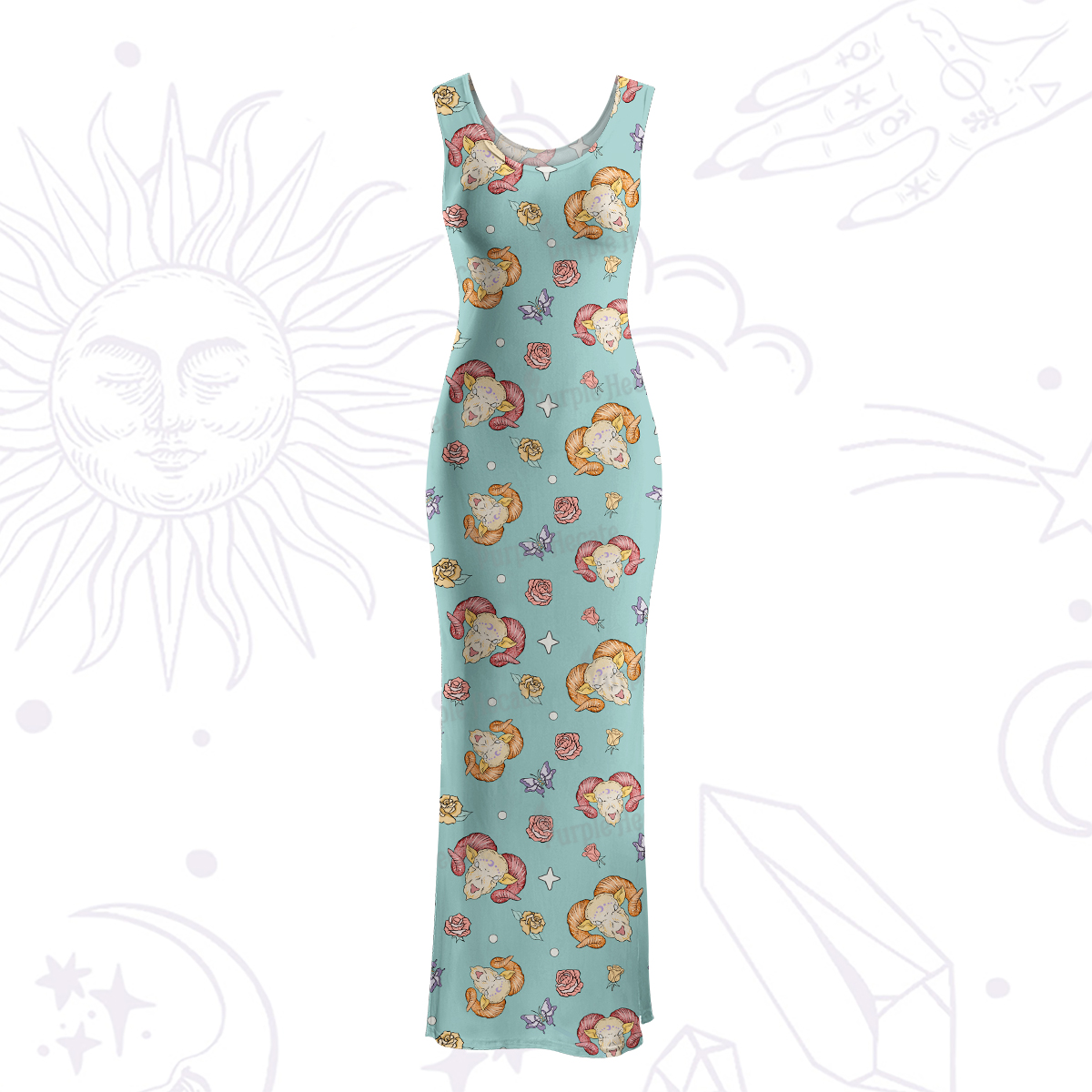 Purplehecate Aries Spirit Zodiac Maxi Tank Beachwear Dress