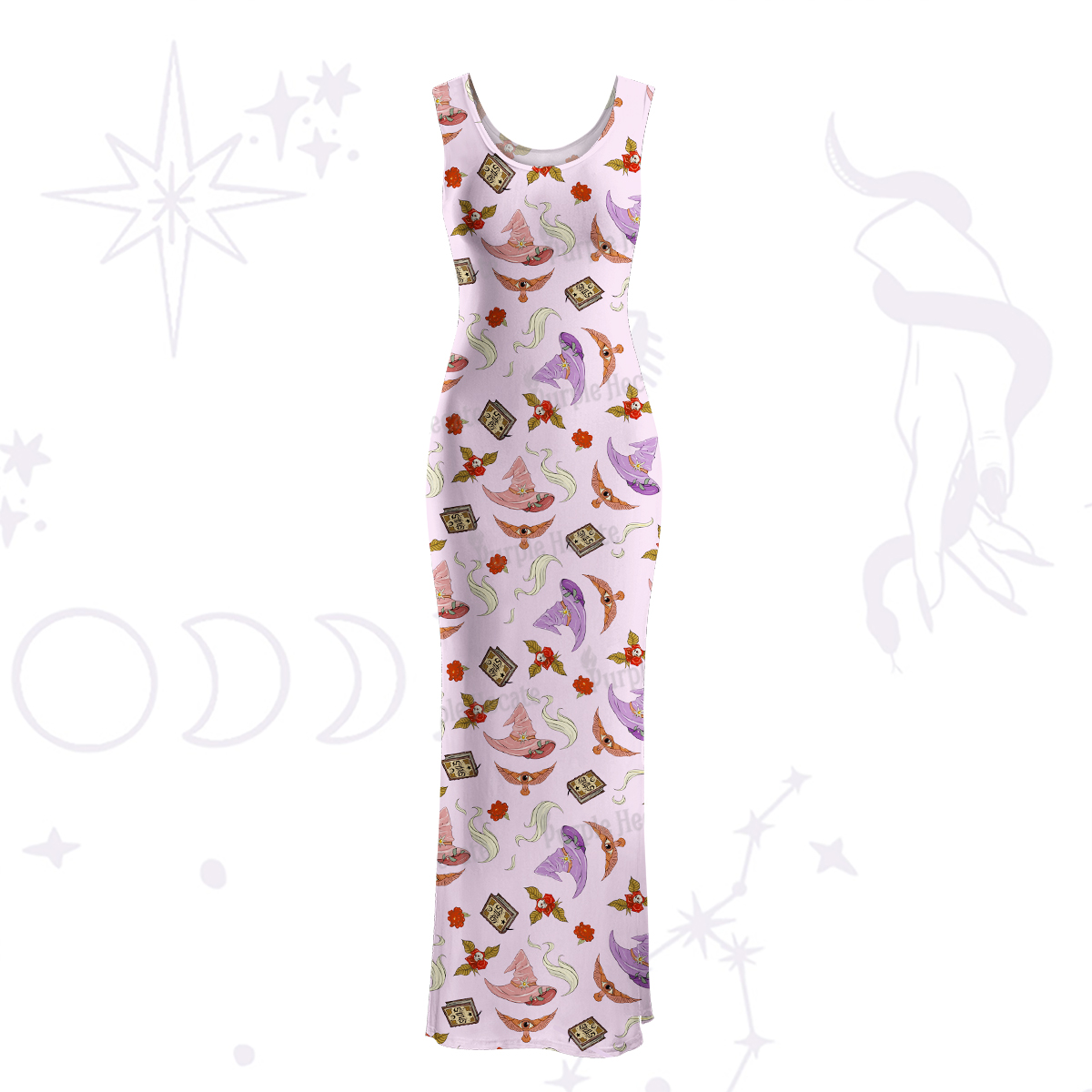 Purplehecate Fantasy Wizard Hat Maxi Tank Beachwear Dress