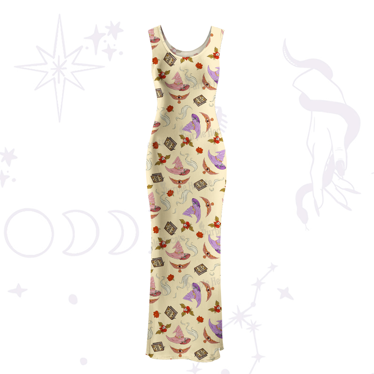 Purplehecate Fantasy Wizard Hat Maxi Tank Beachwear Dress