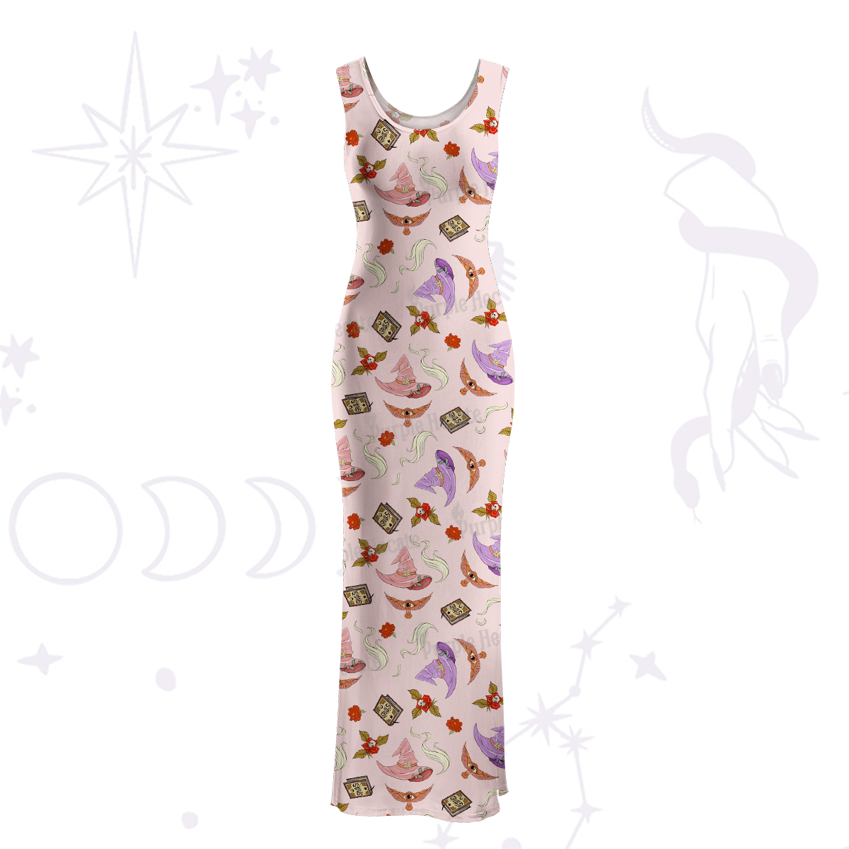 Purplehecate Fantasy Wizard Hat Maxi Tank Beachwear Dress