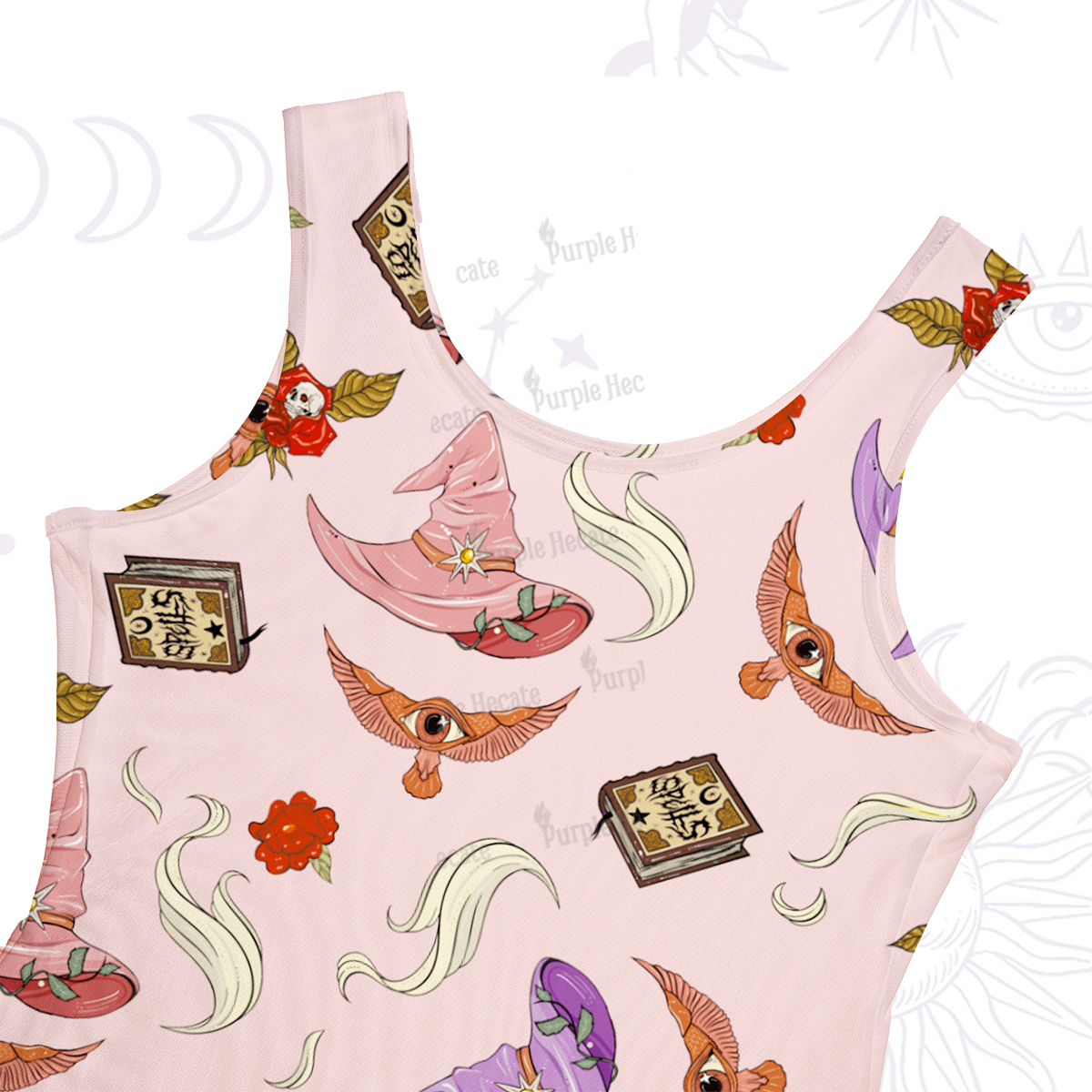 Purplehecate Fantasy Wizard Hat Maxi Tank Beachwear Dress