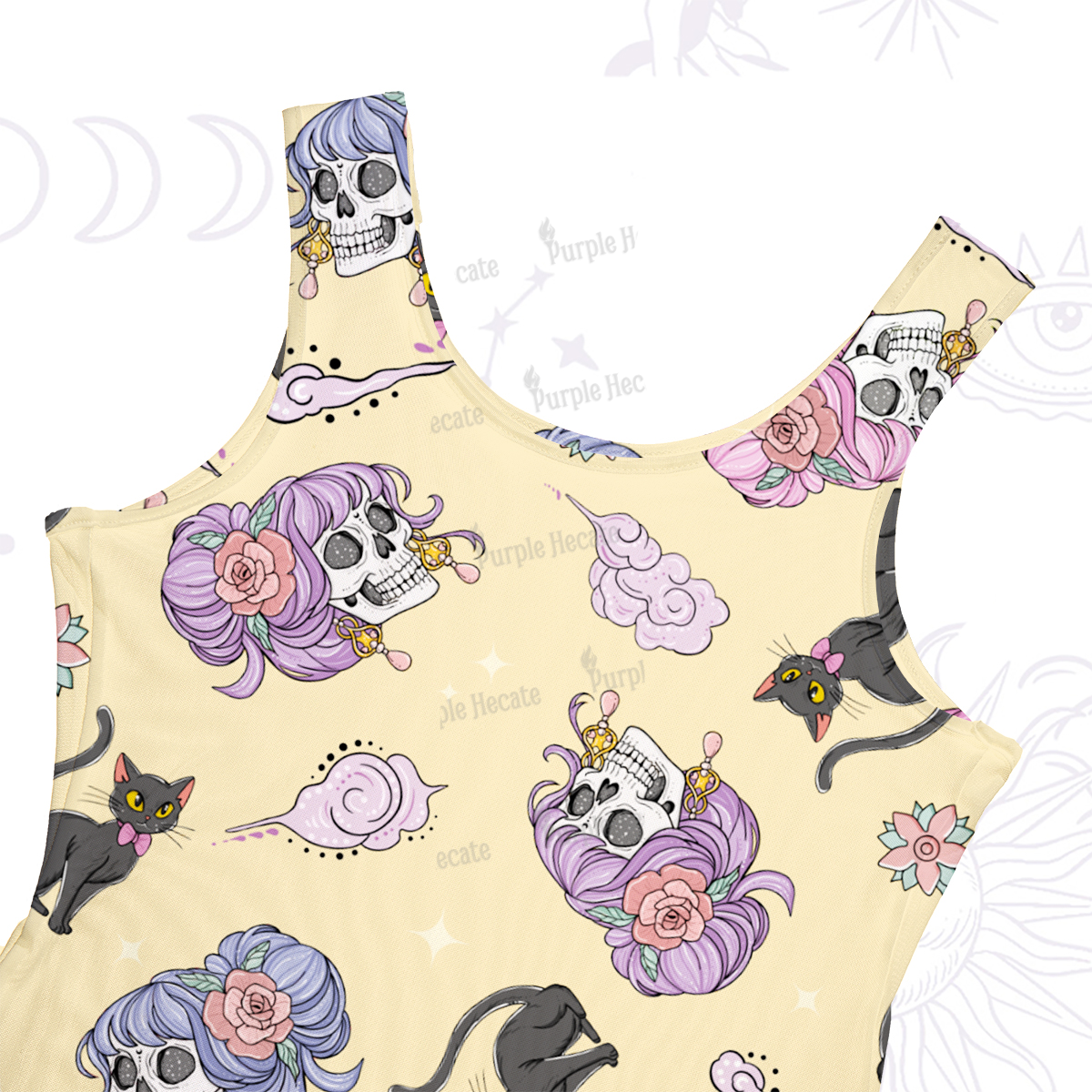 Purplehecate Magical Cat Skeleton Mom Maxi Tank Beachwear Dress