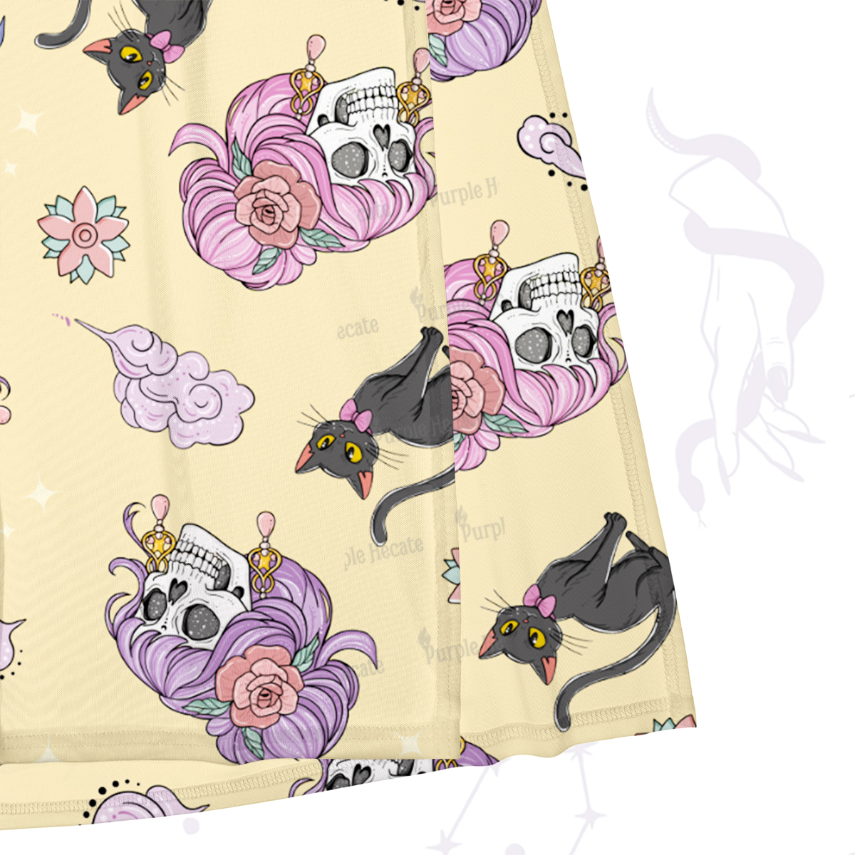 Purplehecate Magical Cat Skeleton Mom Maxi Tank Beachwear Dress