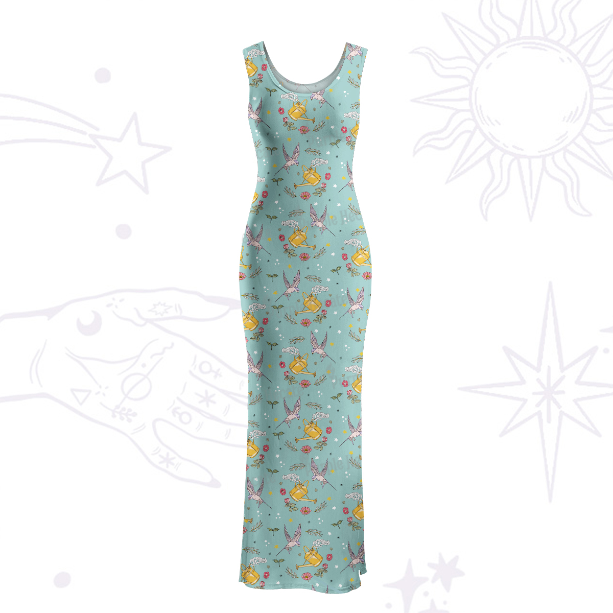 Purplehecate Magical Garden Maxi Tank Beachwear Dress