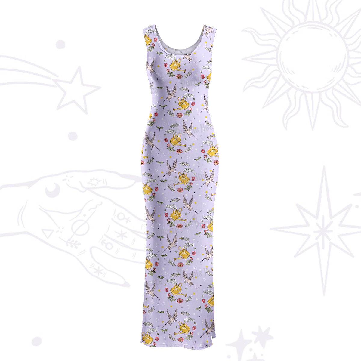 Purplehecate Magical Garden Maxi Tank Beachwear Dress