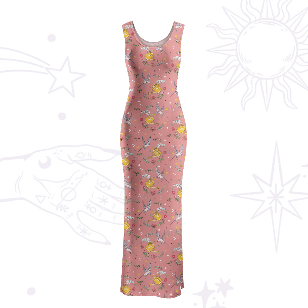 Purplehecate Magical Garden Maxi Tank Beachwear Dress