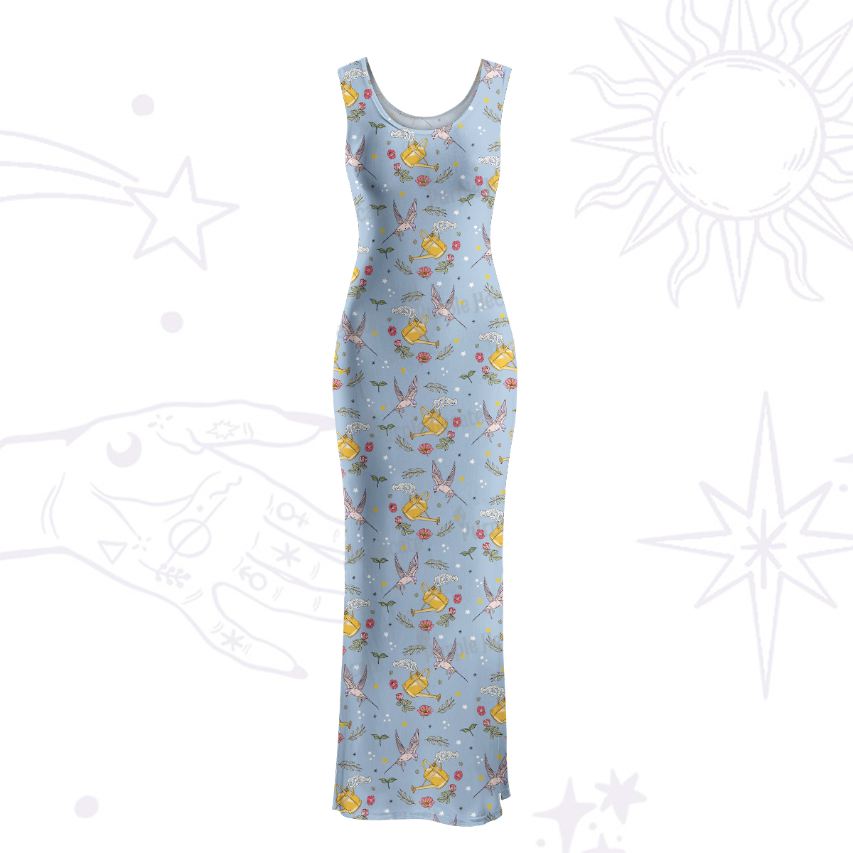 Purplehecate Magical Garden Maxi Tank Beachwear Dress