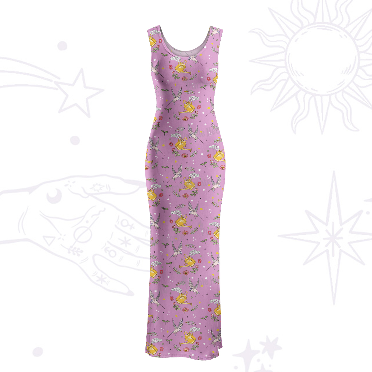 Purplehecate Magical Garden Maxi Tank Beachwear Dress