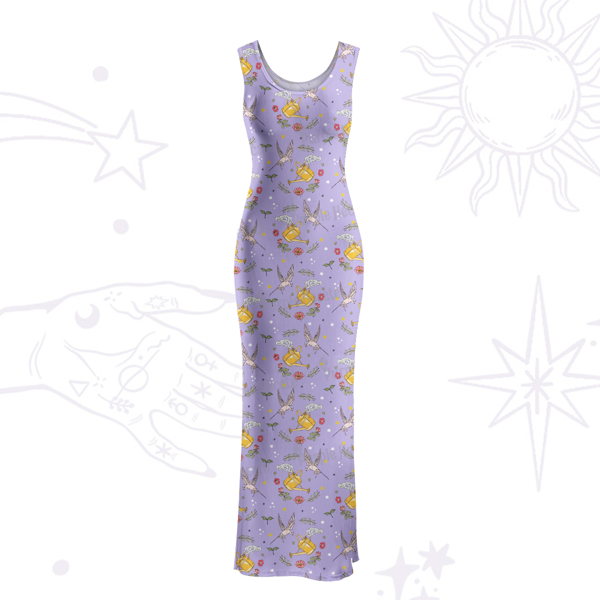 Purplehecate Magical Garden Maxi Tank Beachwear Dress