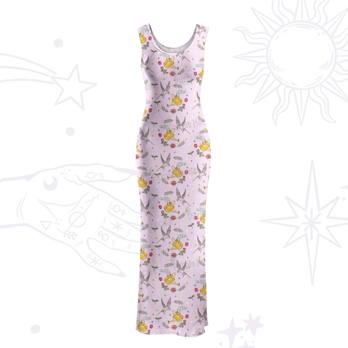 Purplehecate Magical Garden Maxi Tank Beachwear Dress