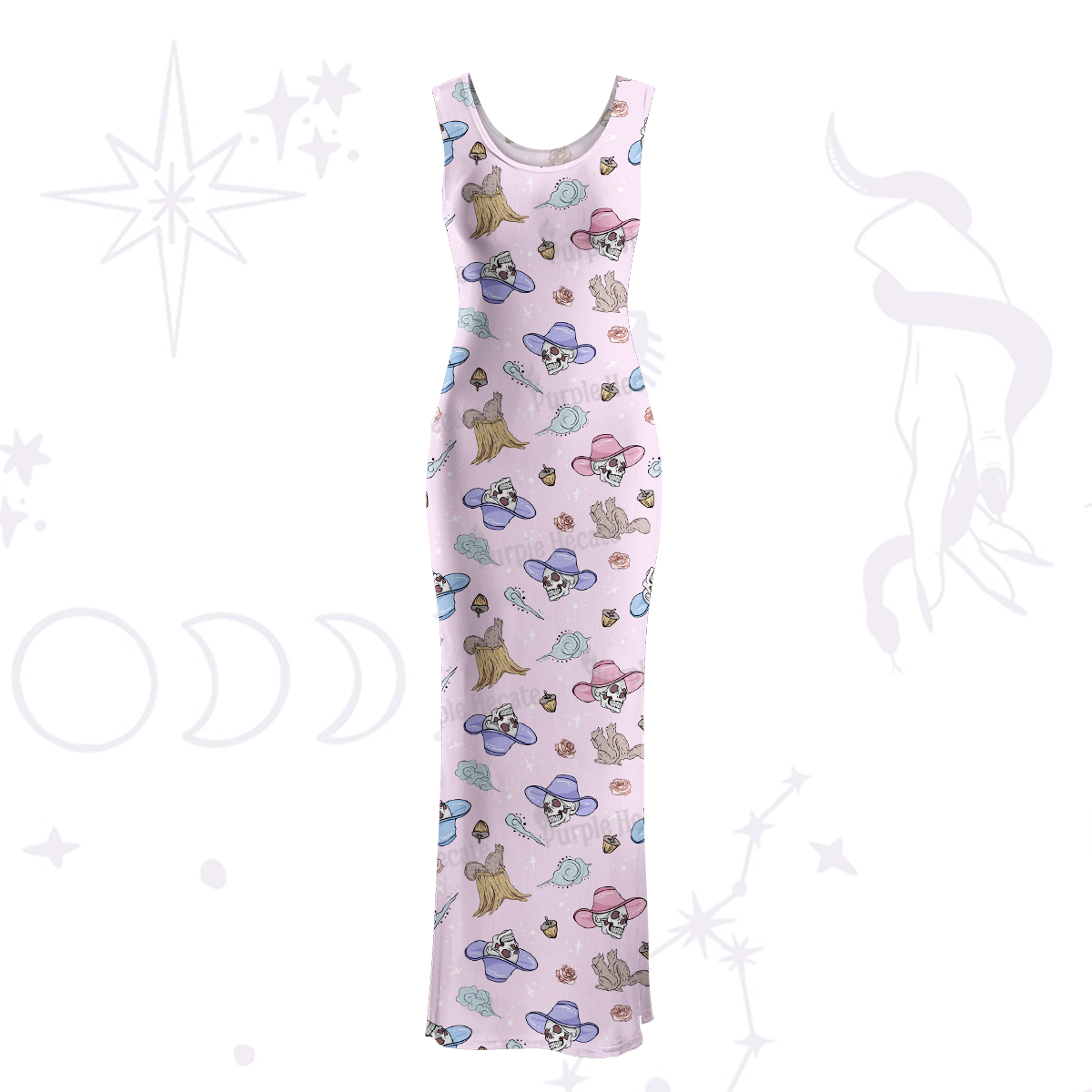 Purplehecate Magical Cowboy Skull Maxi Tank Beachwear Dress