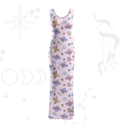Purplehecate Magical Cowboy Skull Maxi Tank Beachwear Dress