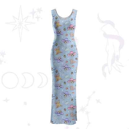 Purplehecate Magical Cowboy Skull Maxi Tank Beachwear Dress