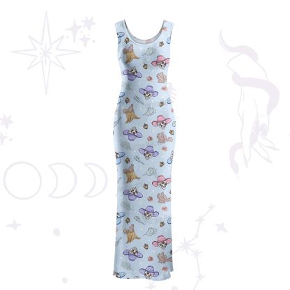 Purplehecate Magical Cowboy Skull Maxi Tank Beachwear Dress