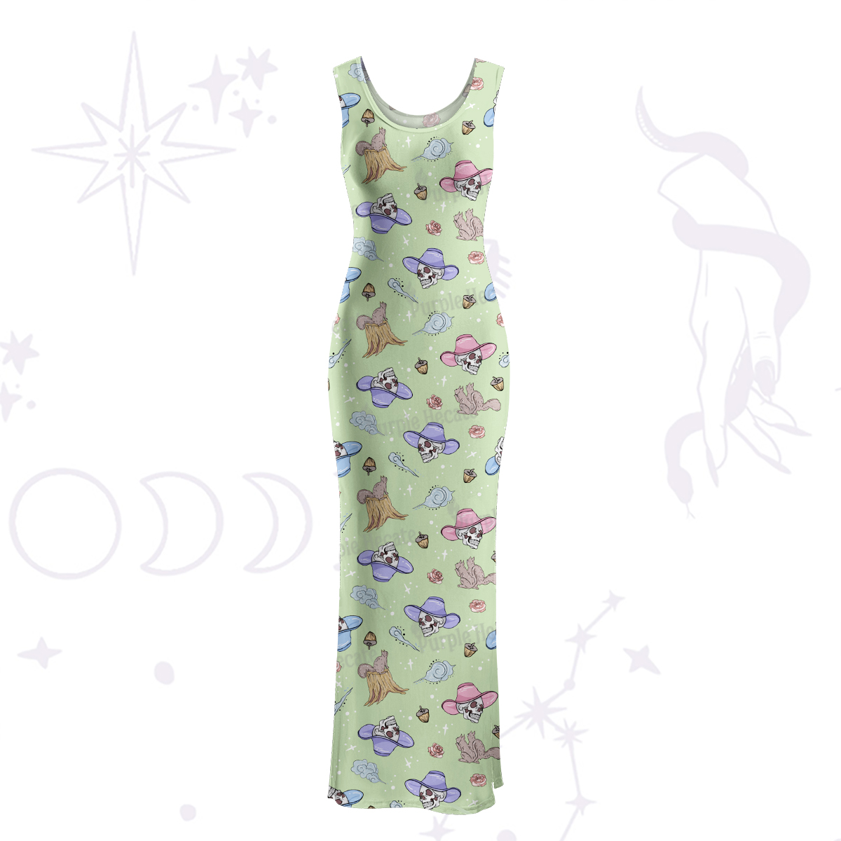 Purplehecate Magical Cowboy Skull Maxi Tank Beachwear Dress