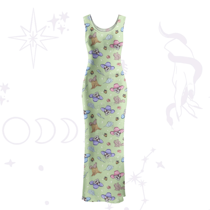 Purplehecate Magical Cowboy Skull Maxi Tank Beachwear Dress