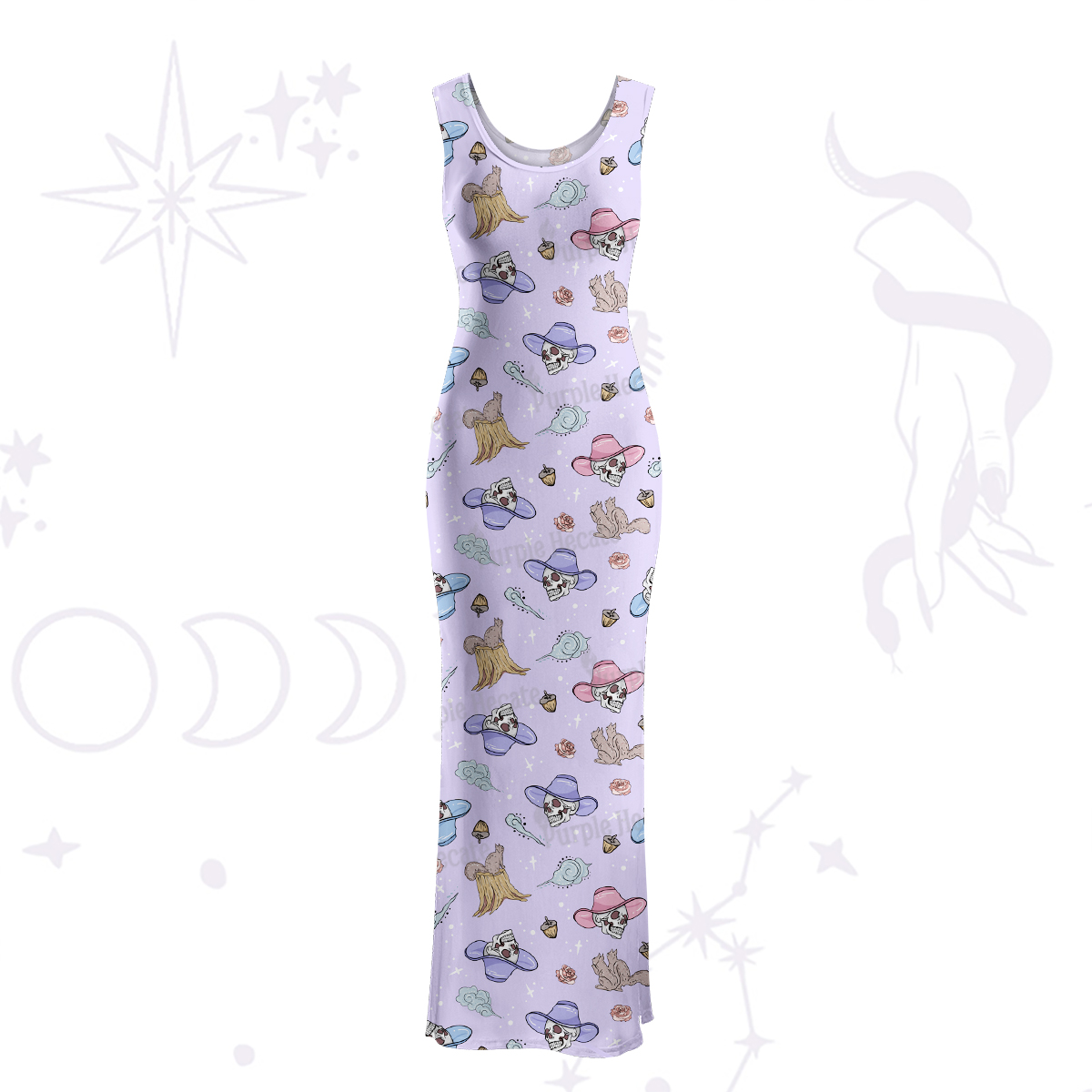 Purplehecate Magical Cowboy Skull Maxi Tank Beachwear Dress
