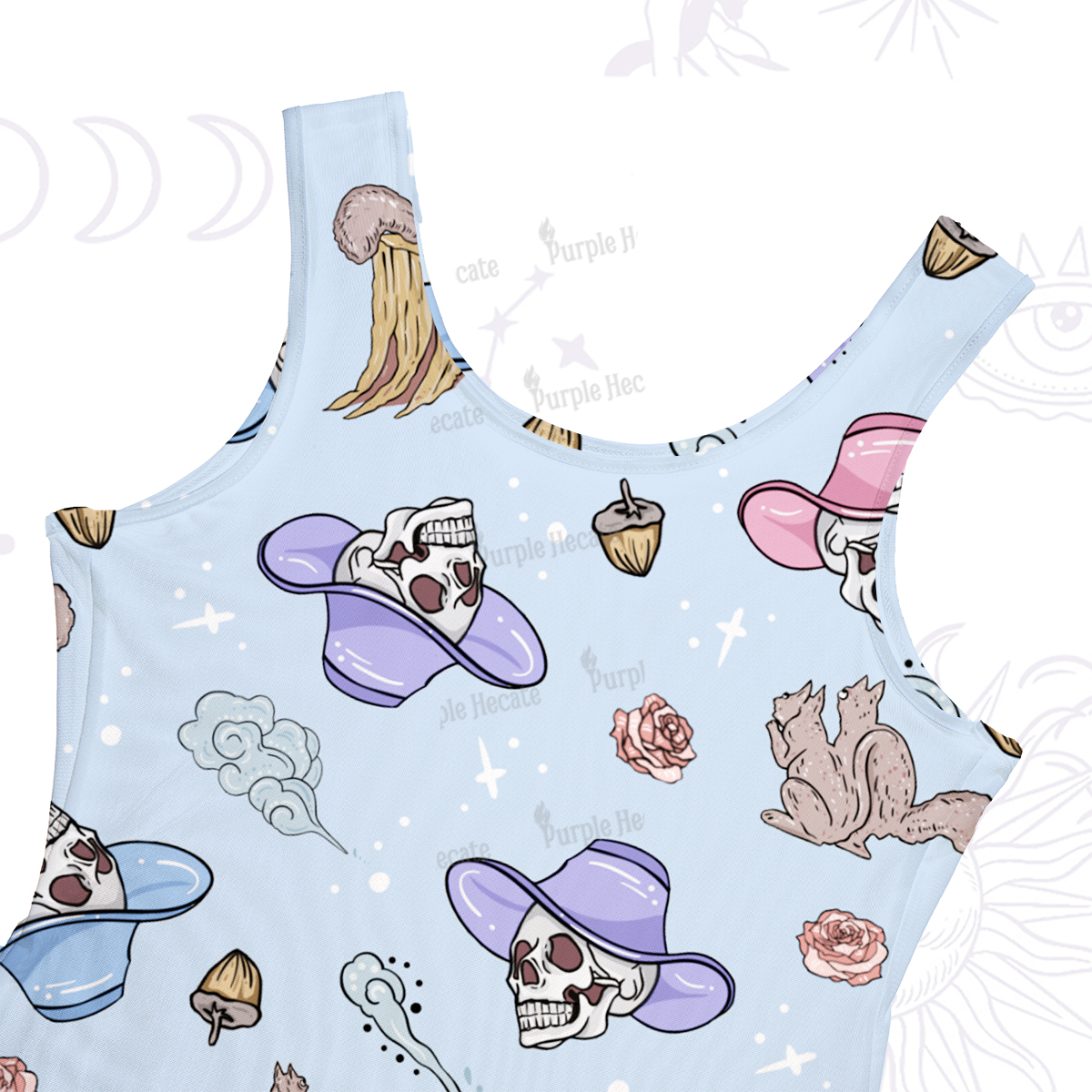 Purplehecate Magical Cowboy Skull Maxi Tank Beachwear Dress