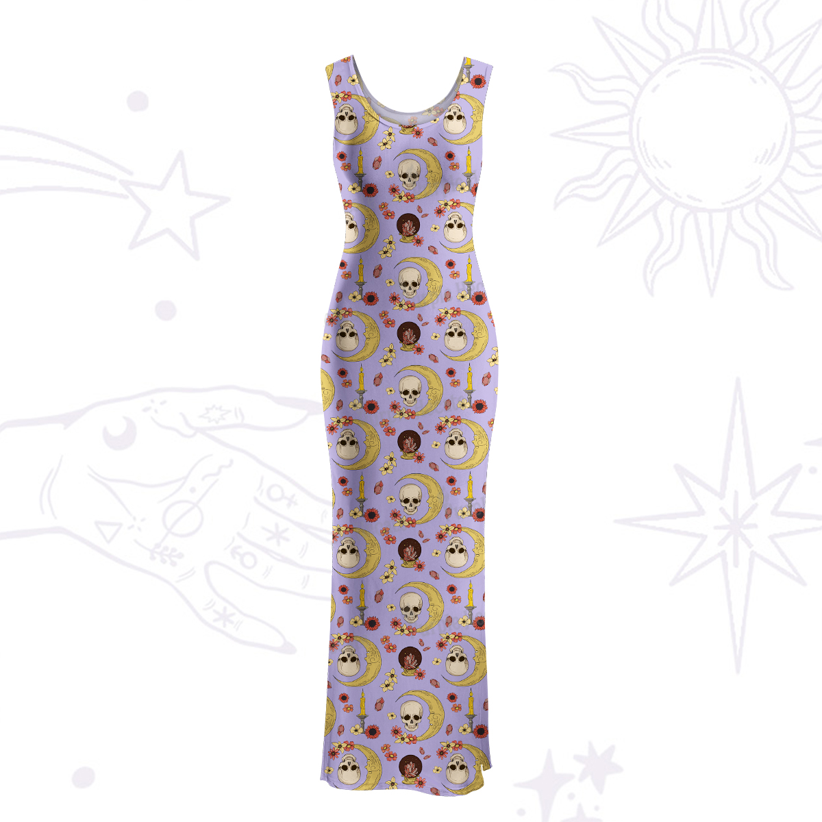 Purplehecate Sorcerer's Skull Maxi Tank Beachwear Dress