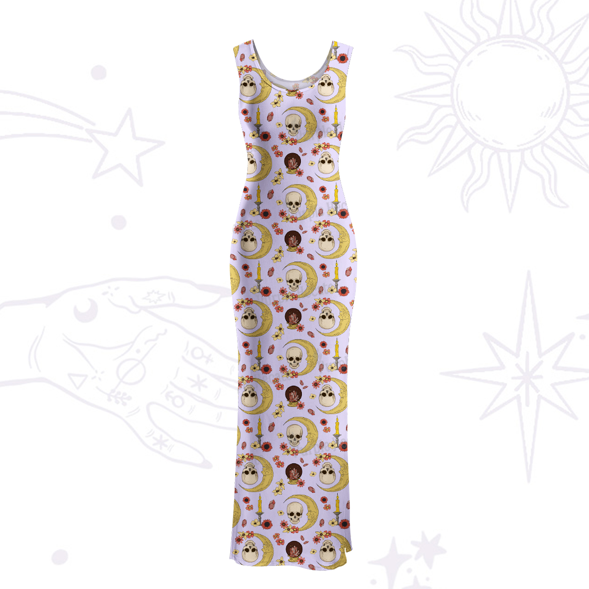 Purplehecate Sorcerer's Skull Maxi Tank Beachwear Dress