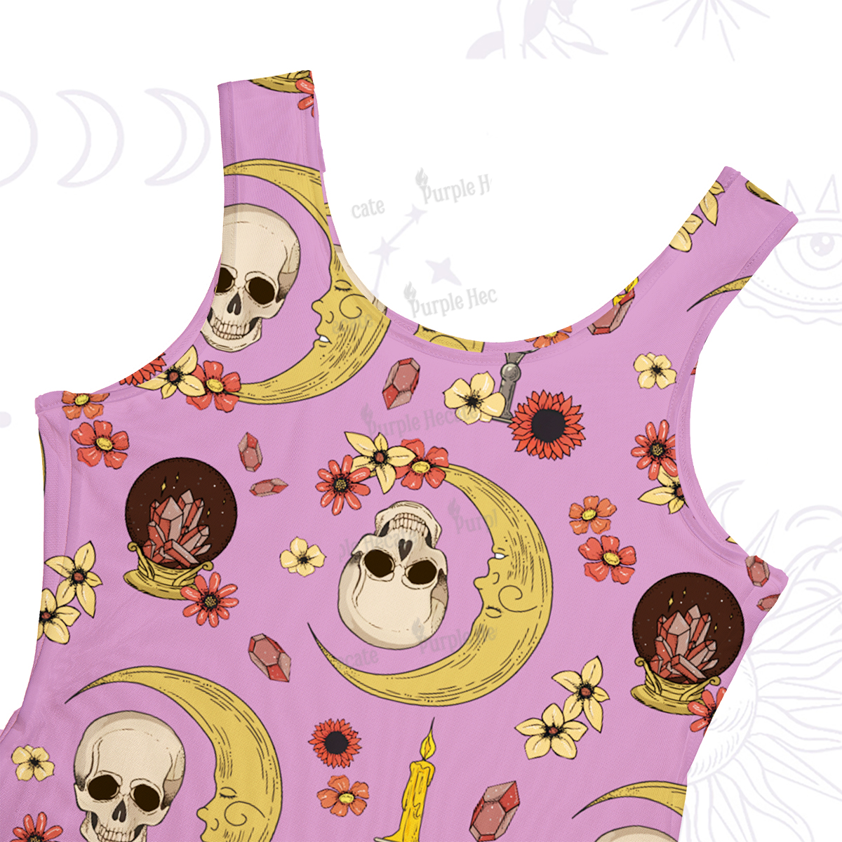 Purplehecate Sorcerer's Skull Maxi Tank Beachwear Dress