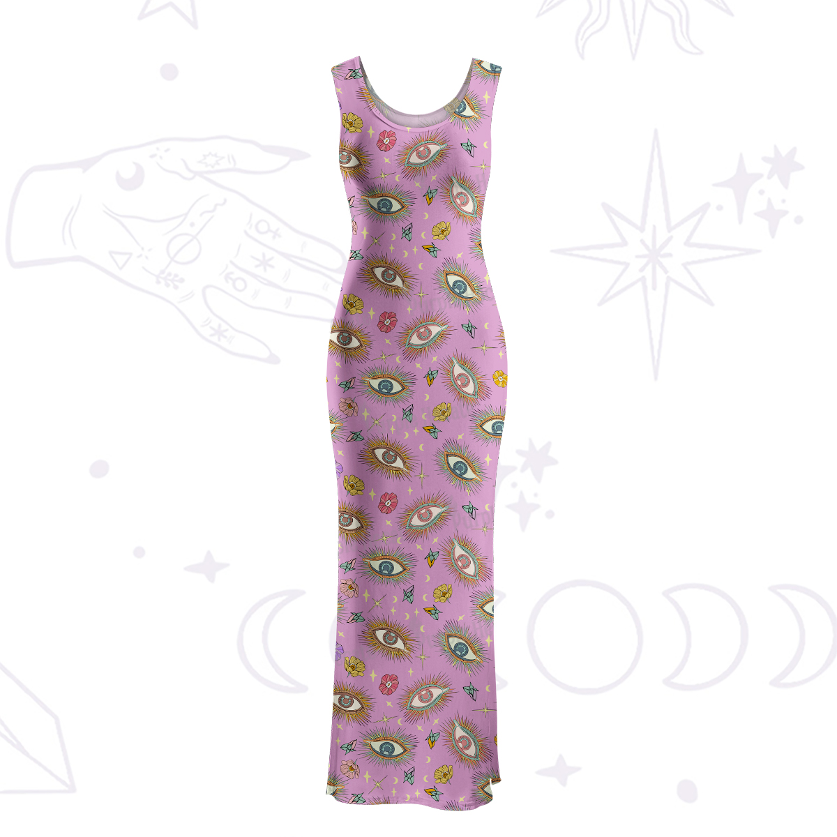 Purplehecate Evil Eye Pattern Maxi Tank Beachwear Dress