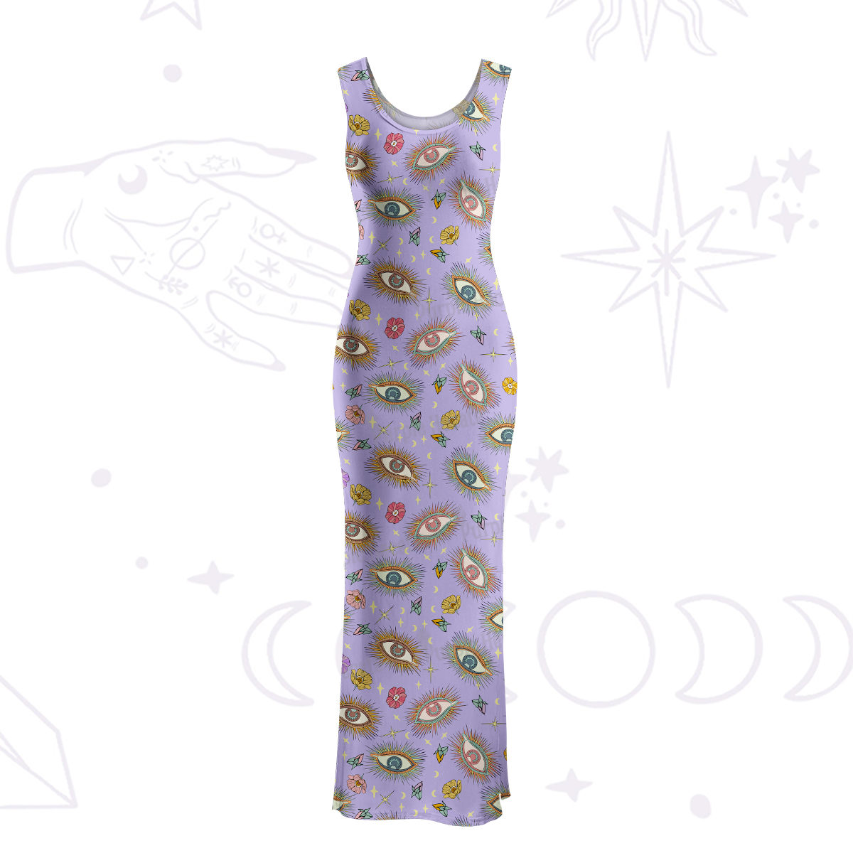 Purplehecate Evil Eye Pattern Maxi Tank Beachwear Dress
