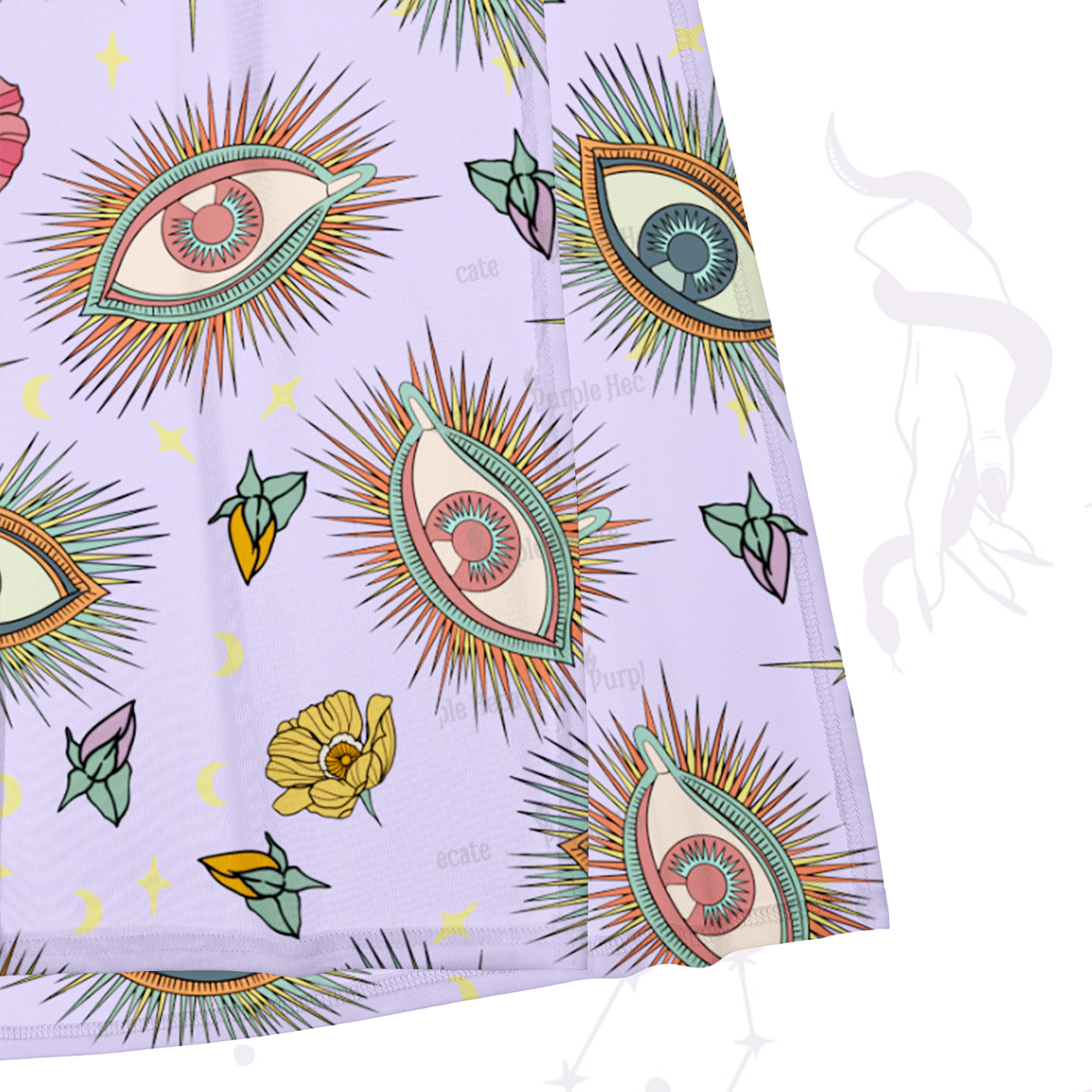 Purplehecate Evil Eye Pattern Maxi Tank Beachwear Dress