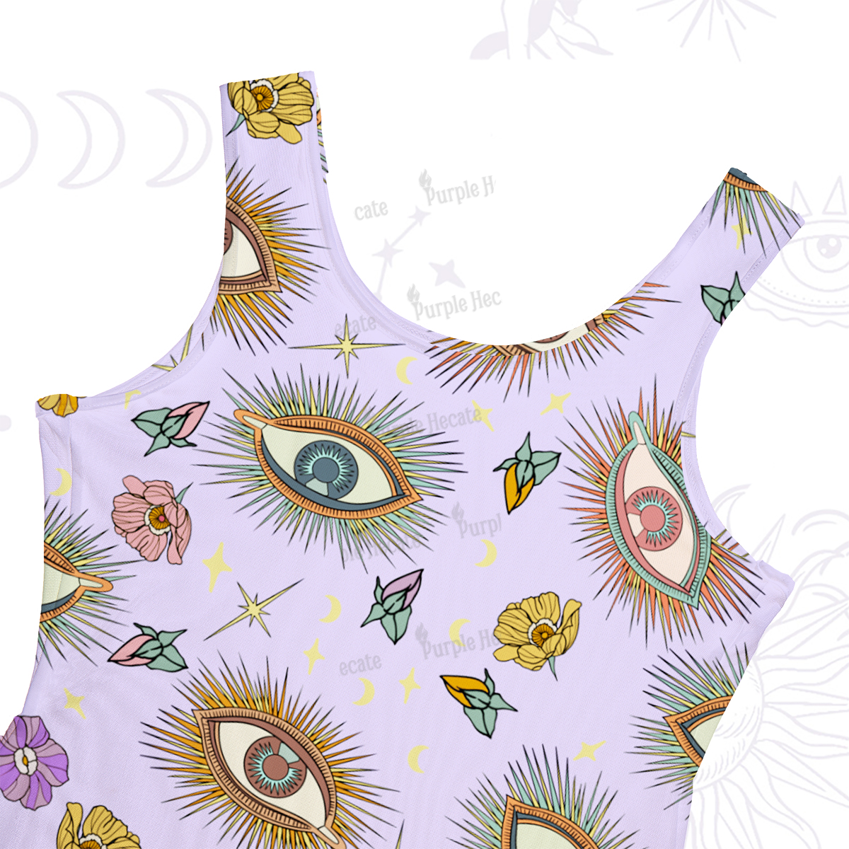 Purplehecate Evil Eye Pattern Maxi Tank Beachwear Dress