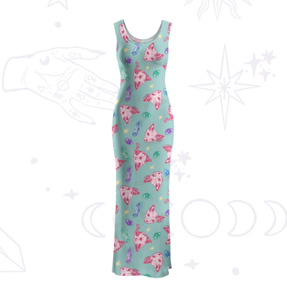 Purplehecate Crystal Cat Skull Maxi Tank Beachwear Dress