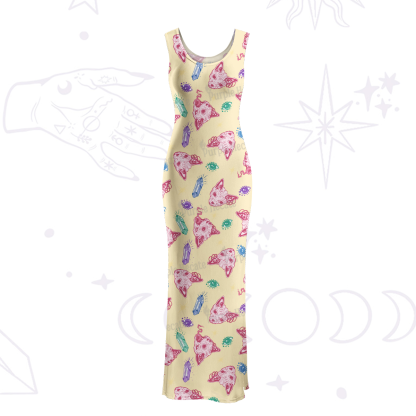 Purplehecate Crystal Cat Skull Maxi Tank Beachwear Dress