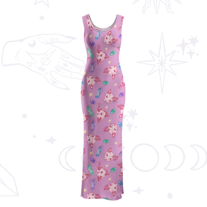 Purplehecate Crystal Cat Skull Maxi Tank Beachwear Dress