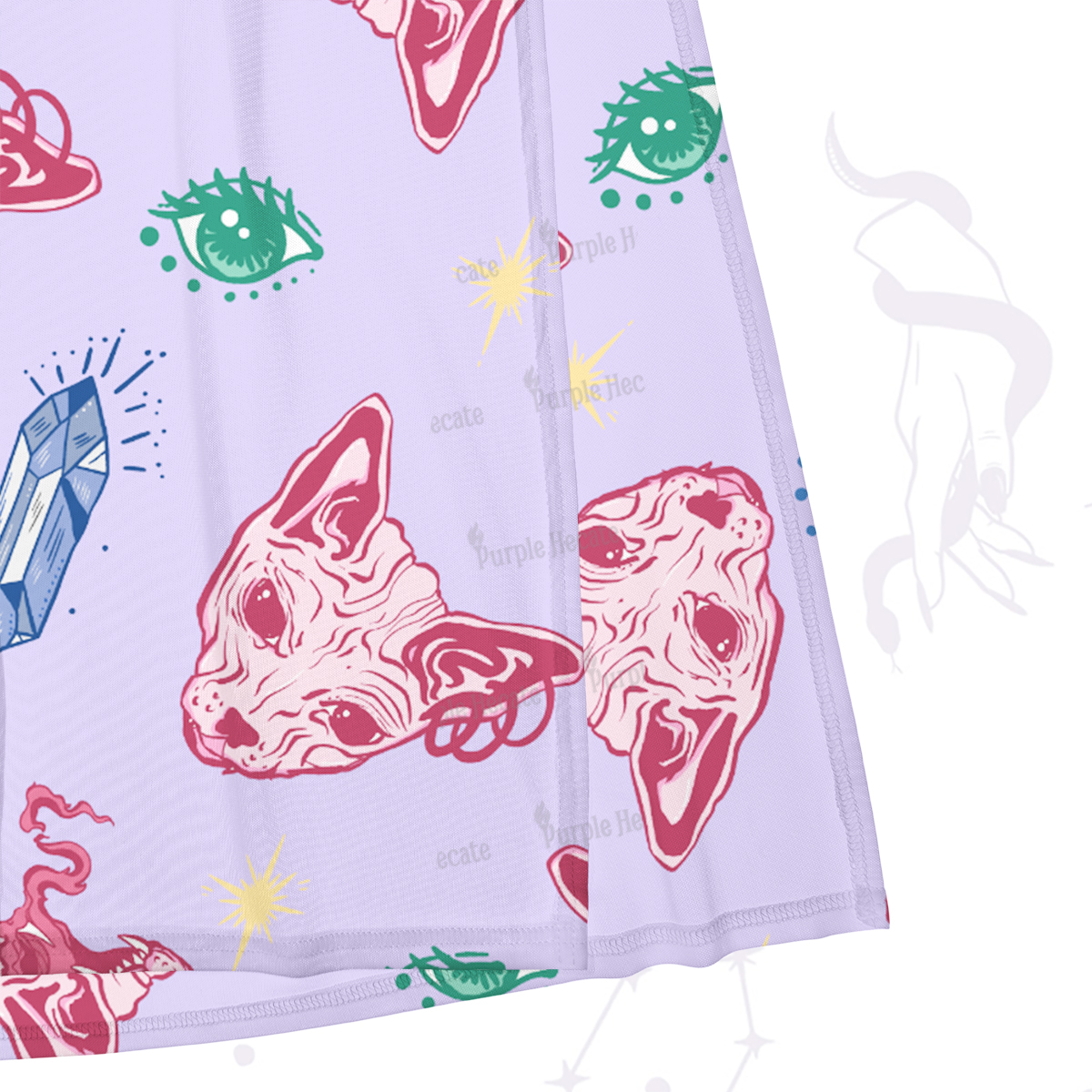 Purplehecate Crystal Cat Skull Maxi Tank Beachwear Dress