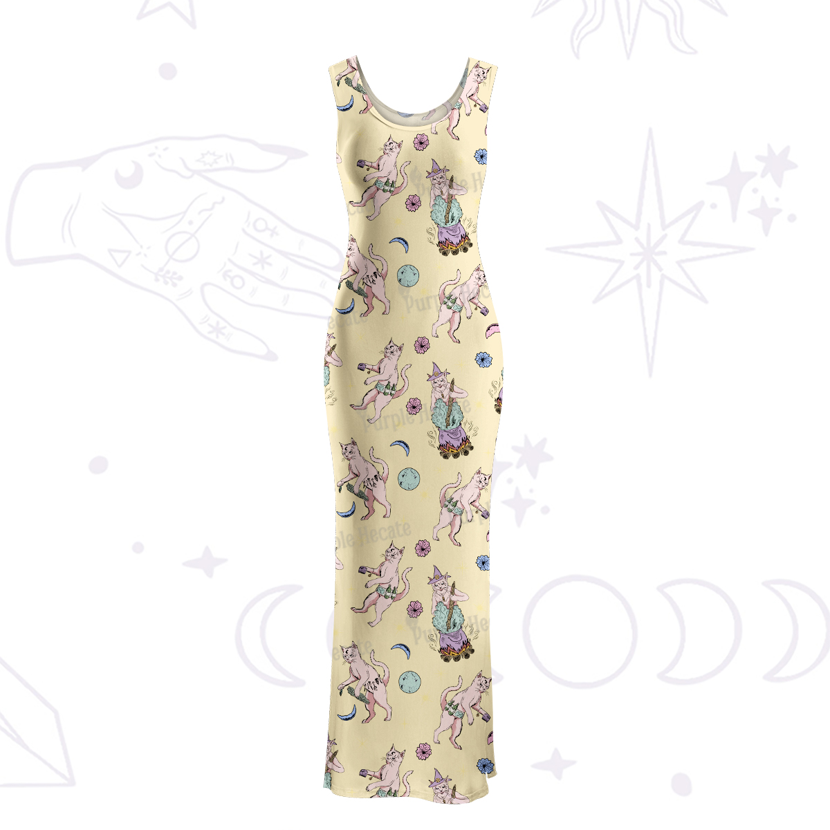 Purplehecate Cat Coven Maxi Tank Beachwear Dress