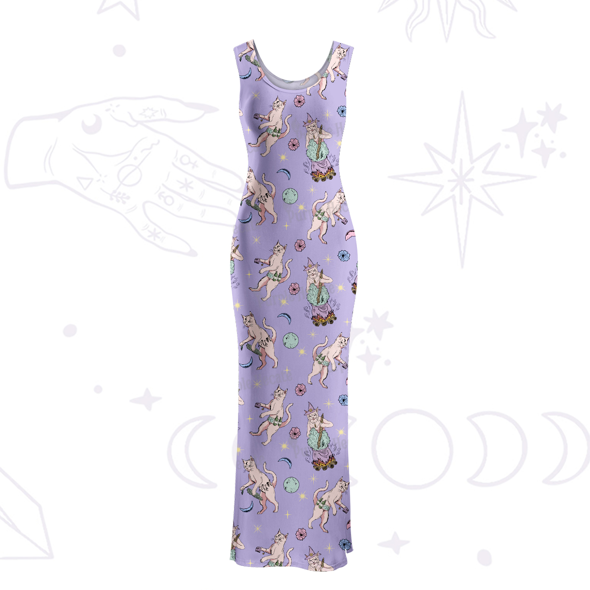 Purplehecate Cat Coven Maxi Tank Beachwear Dress